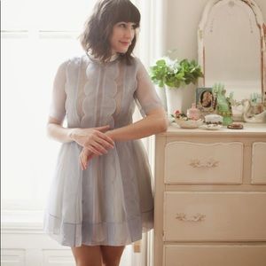 TBA pale blue chiffon babydoll mini dress / M
